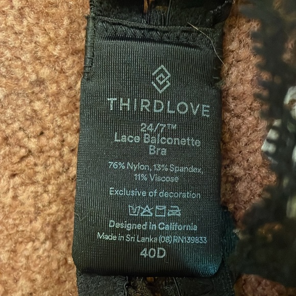 ThirdLove 24/7 Lace Balconette Bra, 40D in black - Picture 2 of 6